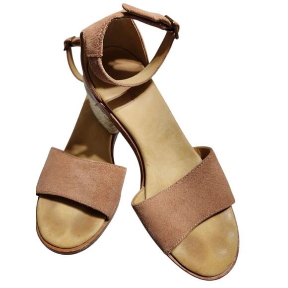Soludos Capri Suede Leather Sandals Ankle Strap Block Heel in Sahara Pink 7 - Picture 1 of 8